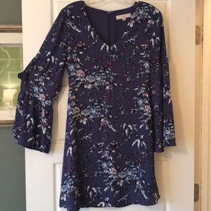 Floral, bell sleeve LOFT dress
